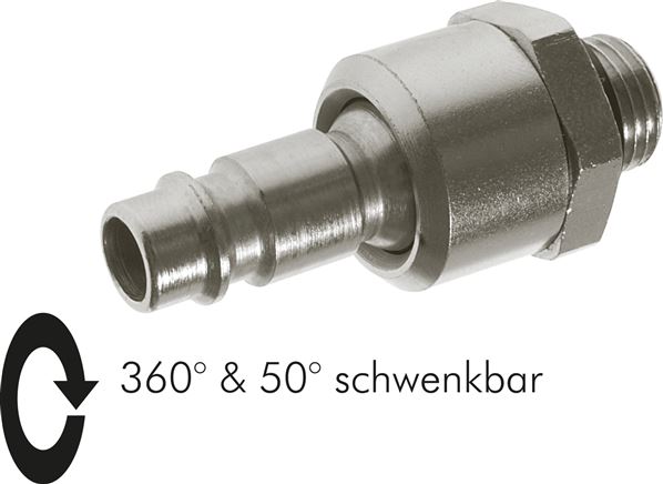 Exemplary representation: Coupling plug with male thread & swivel joint, nickel-plated steel