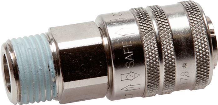 Exemplary representation: Safety coupling socket with male thread, standard