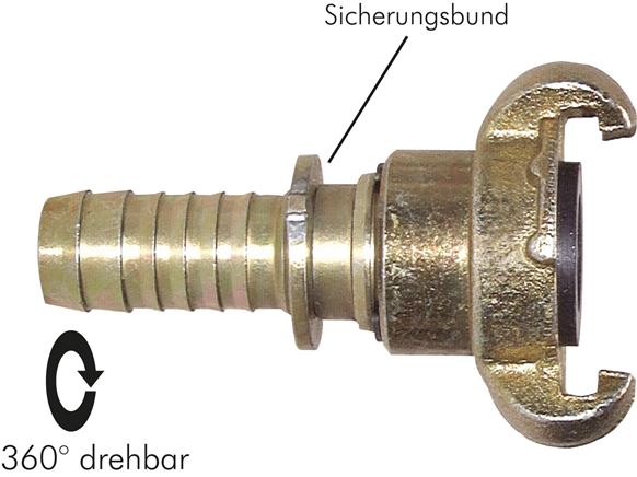 Exemplary representation: Compressor coupling with grommet & locking collar, rotatable, galvanised malleable cast iron, NBR seal